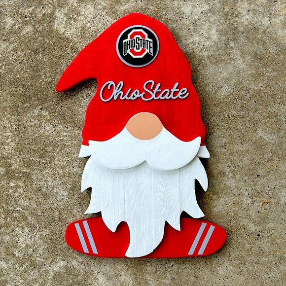 Ohio State Buckeyes GNOME Wood Decor “Huge 2ft Tall” Rare/Unique eye catcher NEW - Picture 1 of 5